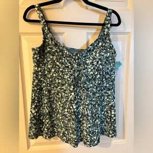 Sunsets Escape Army Green & Black Patterned Tankini Size 14 NWT